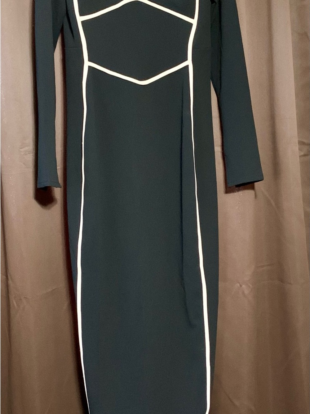Elegant Black Maxi Dress with White Piping